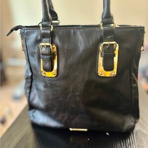 Steve Madden Black Tote with Gold Accents